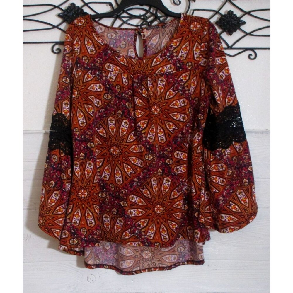 Anthropologie Hannah Women's Knit Top Size L Long Sleeve Multicolor Round Neck
